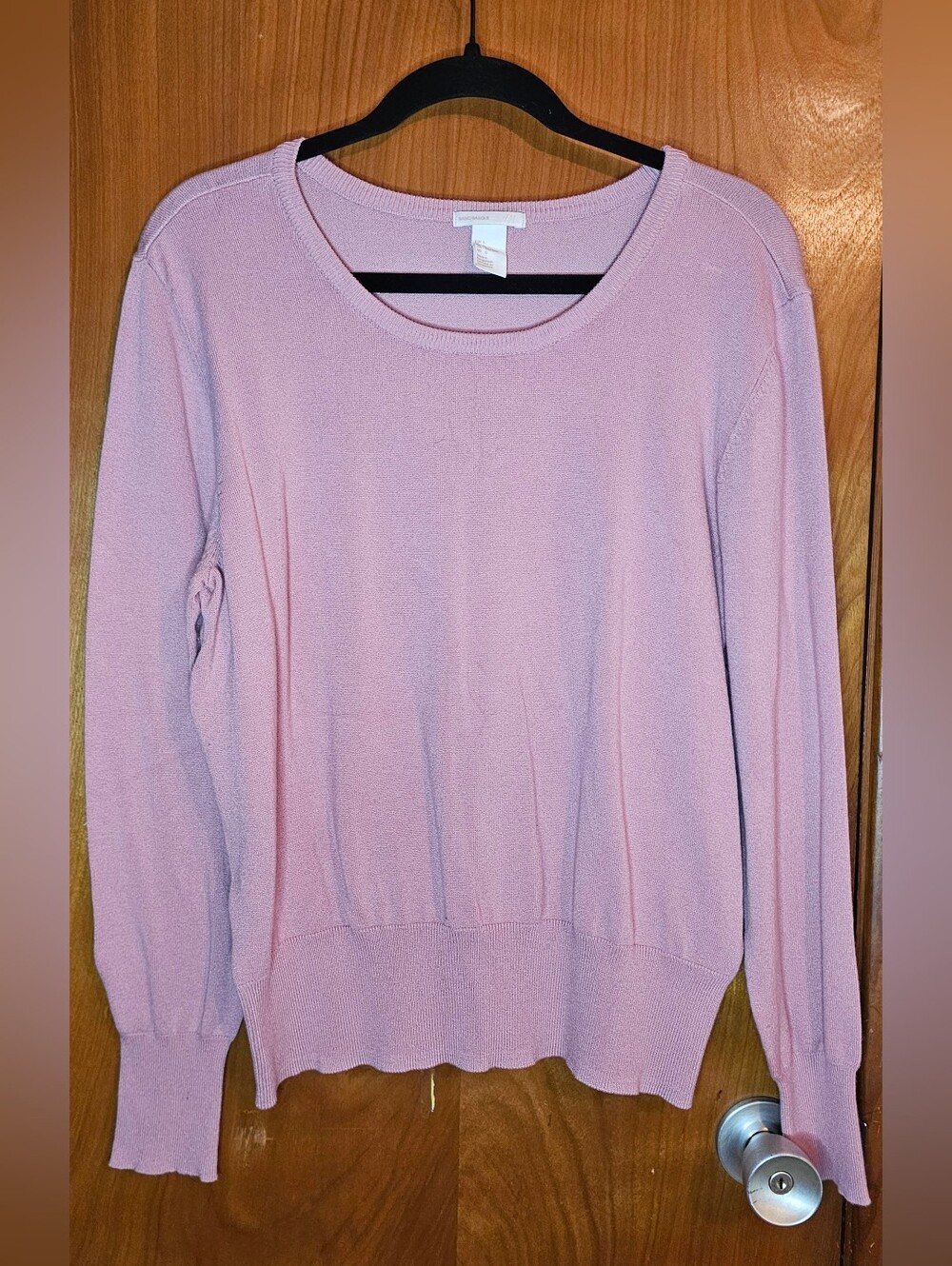 H&M Dusty Pink Blush Fine Knit Crewneck Long Sleeve Pullover Sweater